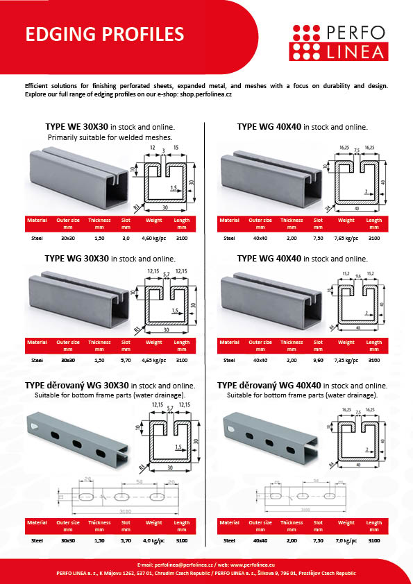 Finishing profiles, Frame profiles, Edge profiles